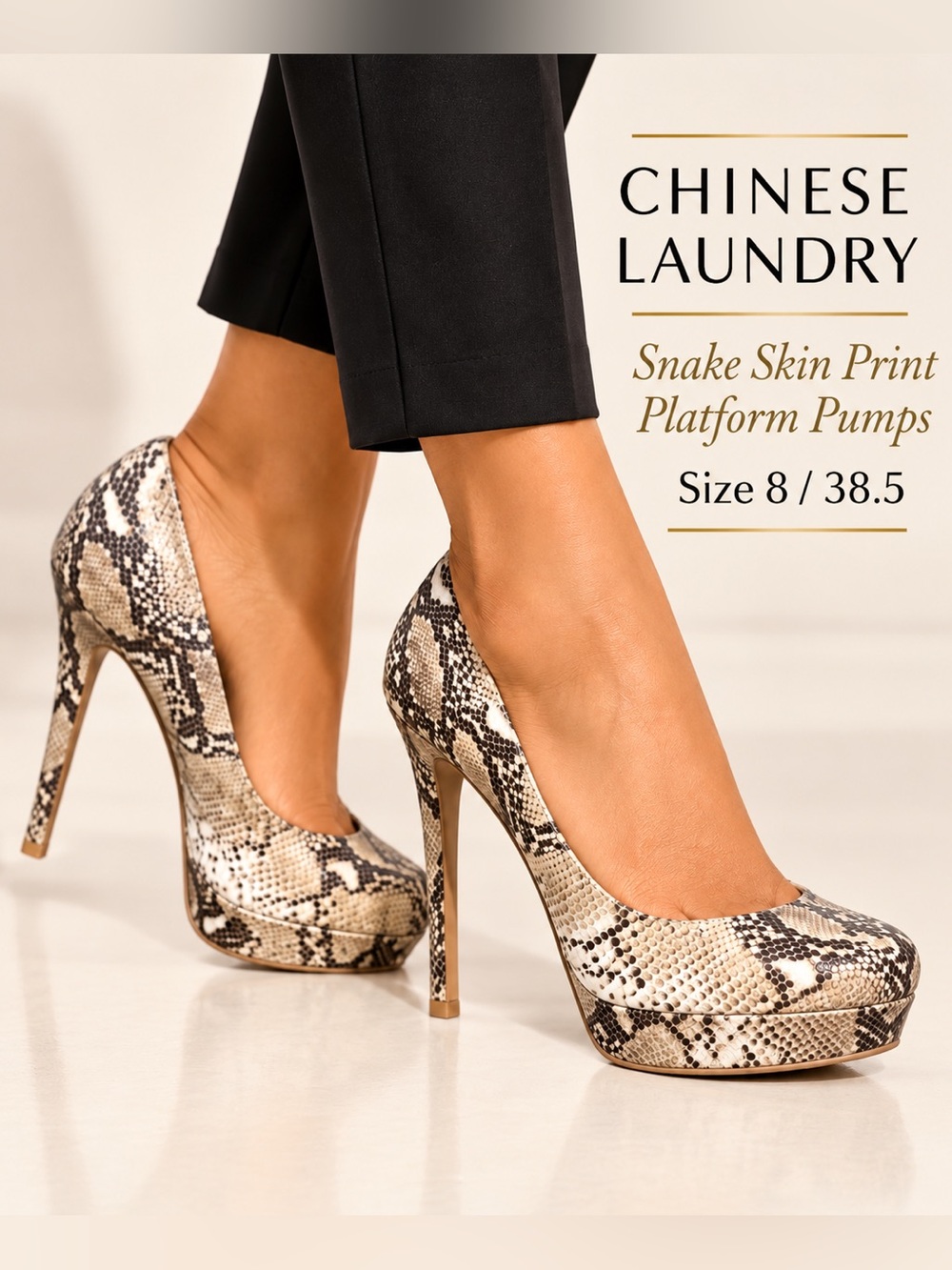 Chinese Laundry Snakeskin Print Platform Stiletto Pumps Size 8